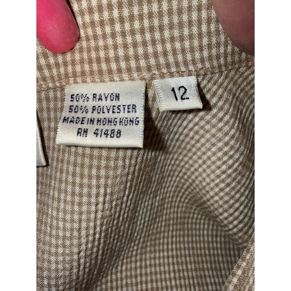 Vintage Sarah Chapman Maxi Gingham Modest Button Up Tie - Back Dress Size 12 - Picture 4 of 15
